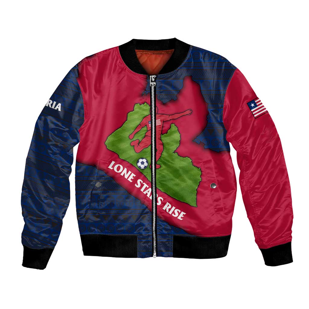 Liberia Lone Stars Rise Football Bomber Jacket Map Graphic and National Flag - African Pride