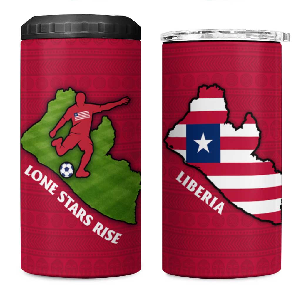 Liberia Lone Stars Rise Football 4 in 1 Can Cooler Tumbler Map Graphic and National Flag - African Pride
