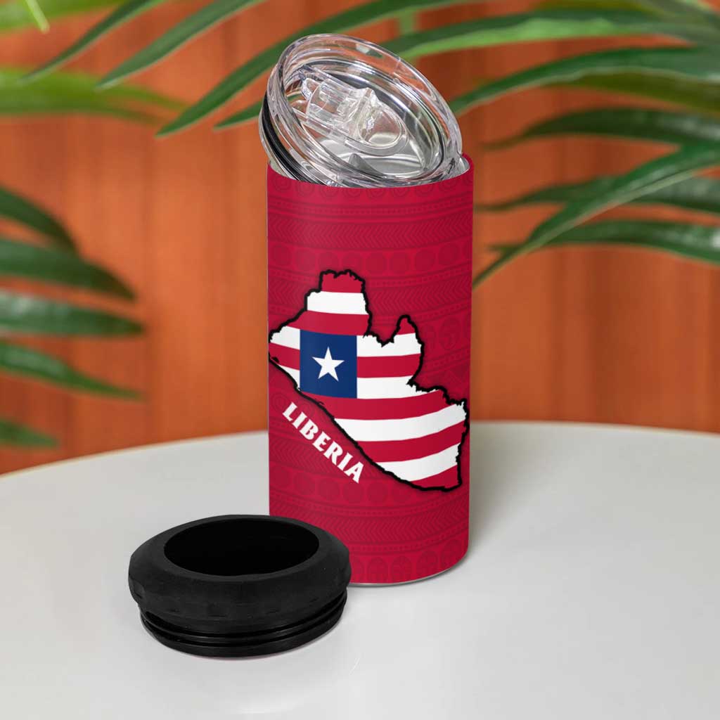 Liberia Lone Stars Rise Football 4 in 1 Can Cooler Tumbler Map Graphic and National Flag - African Pride