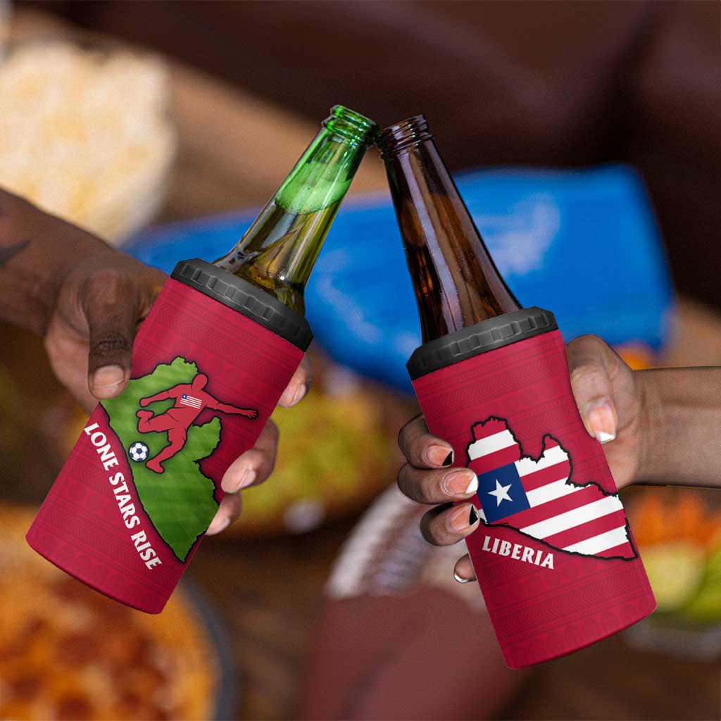 Liberia Lone Stars Rise Football 4 in 1 Can Cooler Tumbler Map Graphic and National Flag - African Pride