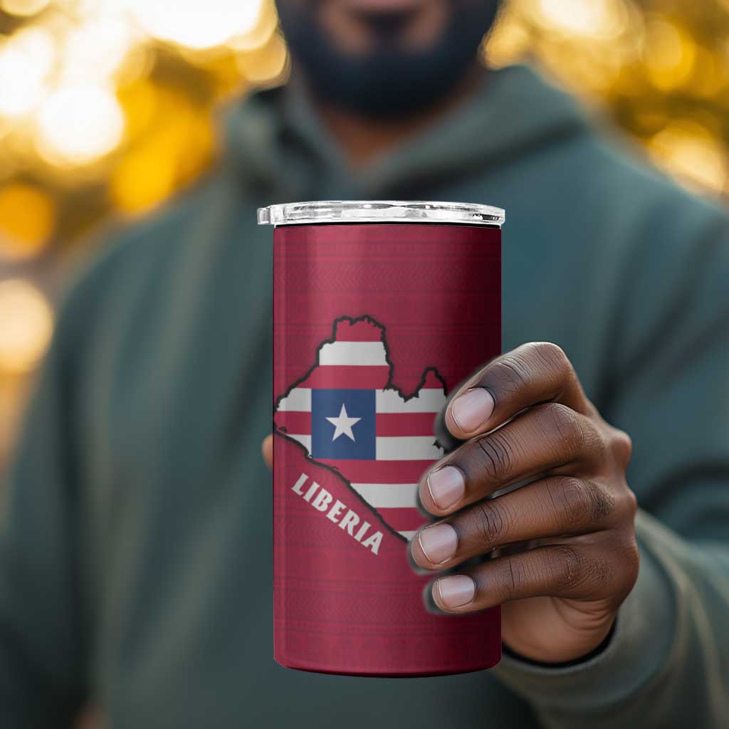 Liberia Lone Stars Rise Football 4 in 1 Can Cooler Tumbler Map Graphic and National Flag - African Pride