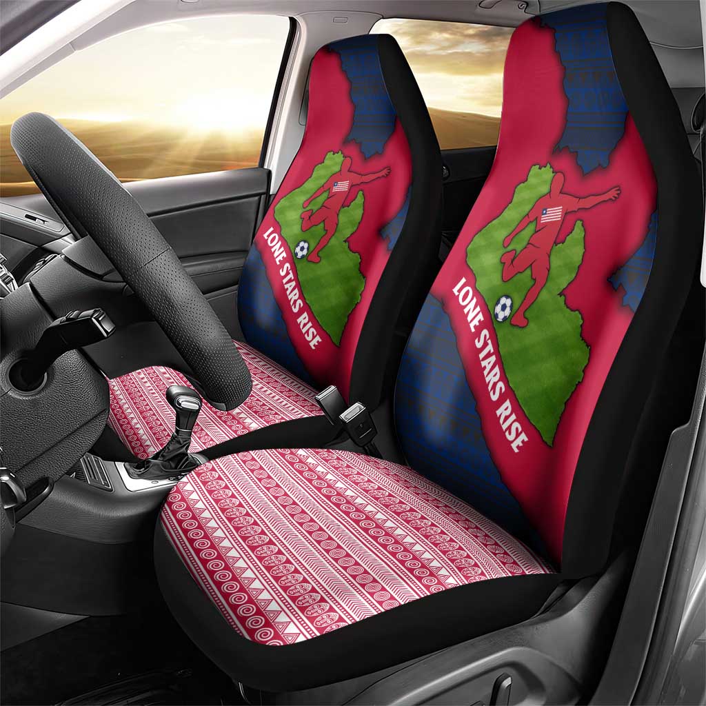 Liberia Lone Stars Rise Football Car Seat Cover Map Graphic and National Flag - African Pride
