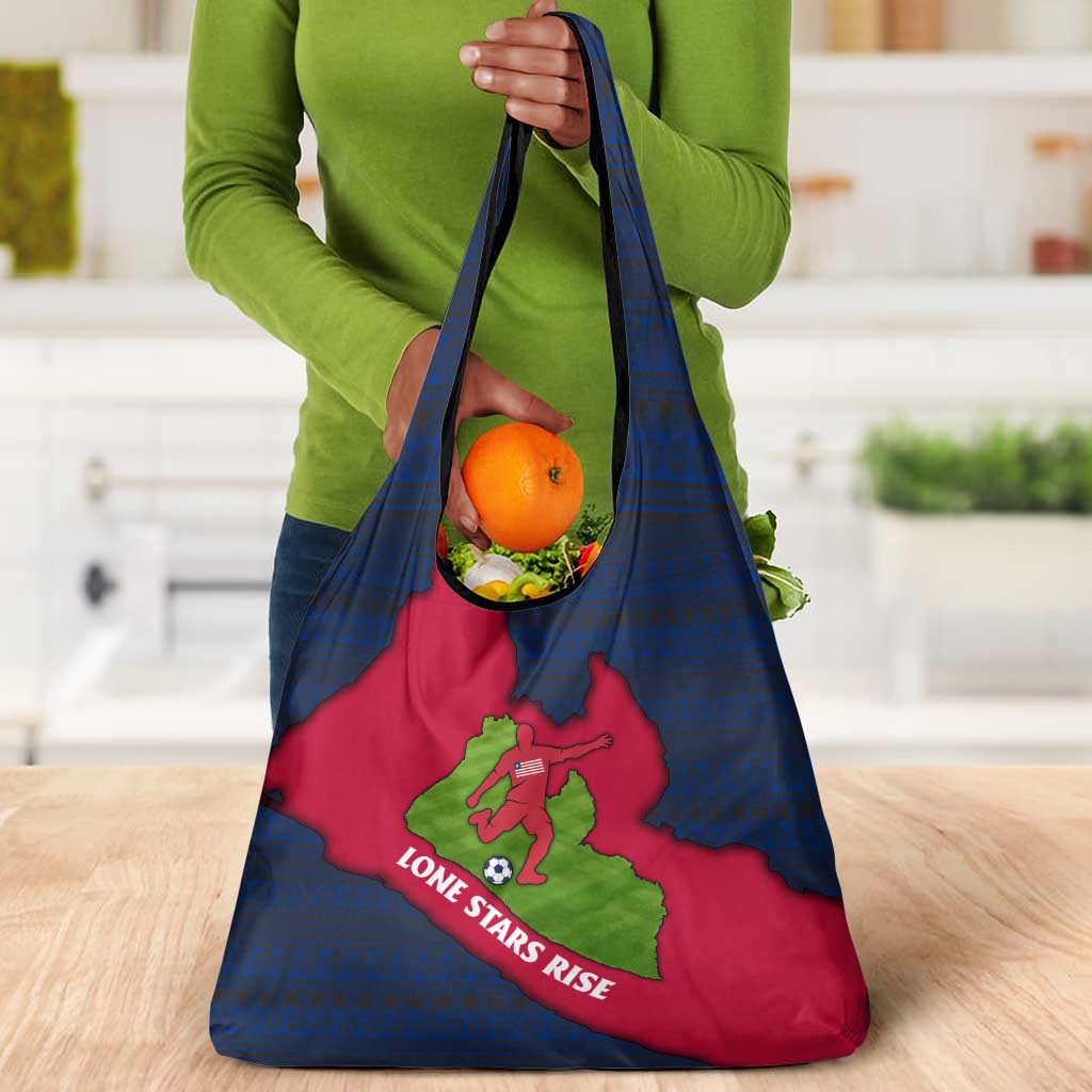 Liberia Lone Stars Rise Football Grocery Bag Map Graphic and National Flag - African Pride