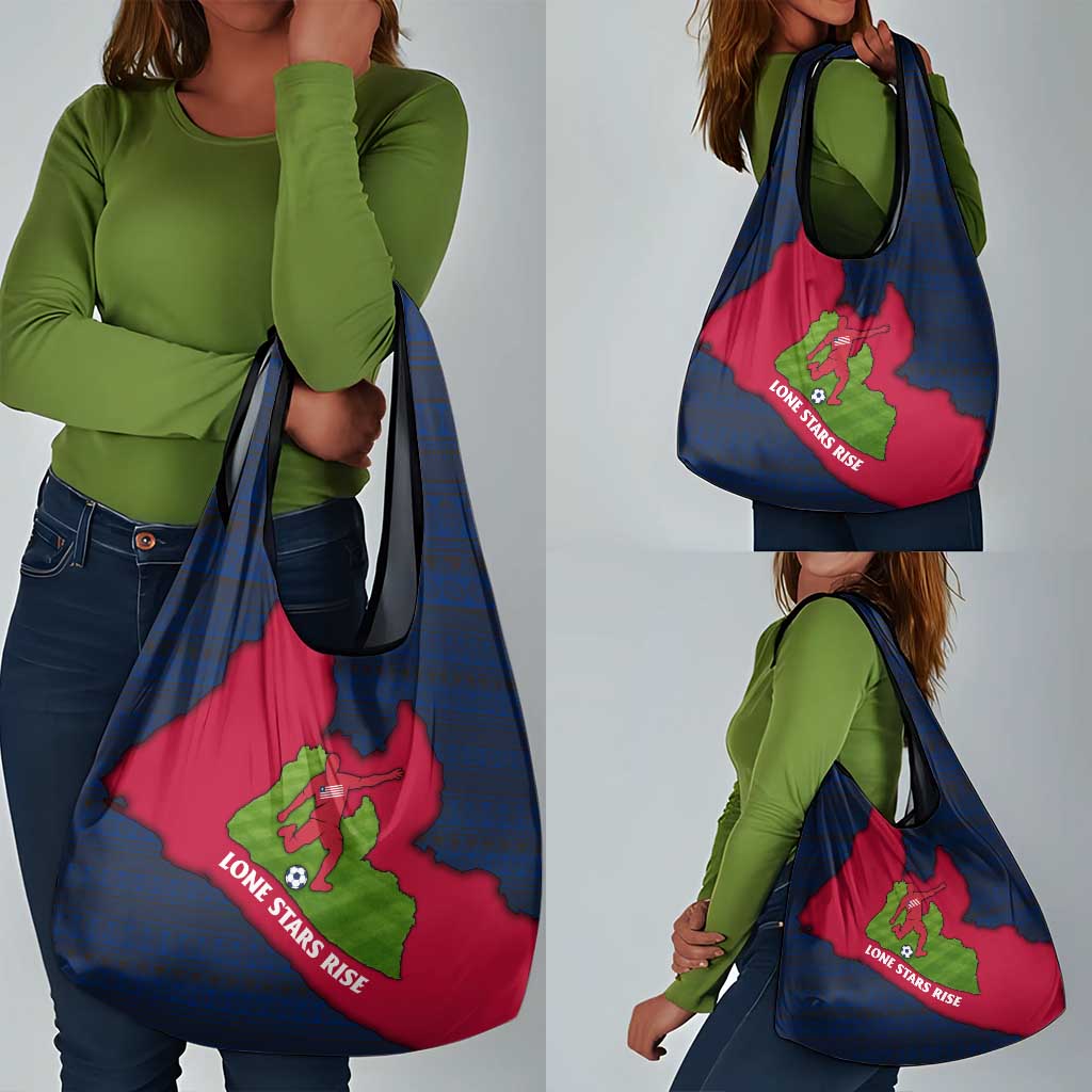Liberia Lone Stars Rise Football Grocery Bag Map Graphic and National Flag - African Pride