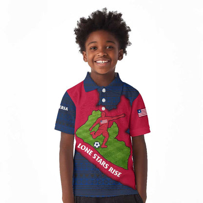 Liberia Lone Stars Rise Football Kid Polo Shirt Map Graphic and National Flag - African Pride