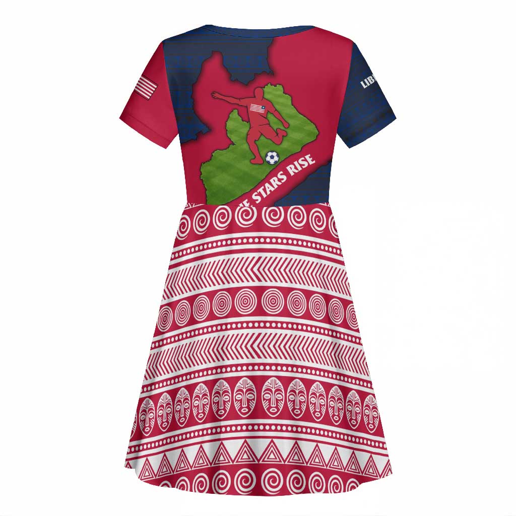 Liberia Lone Stars Rise Football Kid Short Sleeve Dress Map Graphic and National Flag - African Pride