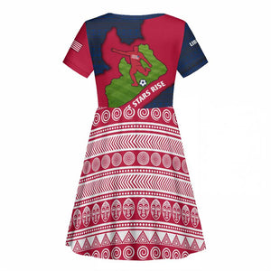 Liberia Lone Stars Rise Football Kid Short Sleeve Dress Map Graphic and National Flag - African Pride