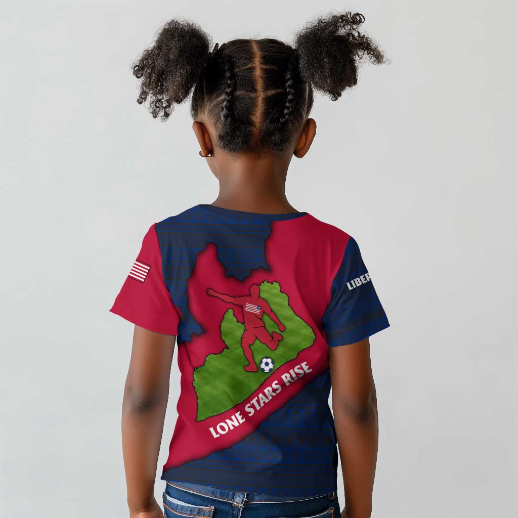Liberia Lone Stars Rise Football Kid T shirt Map Graphic and National Flag - African Pride