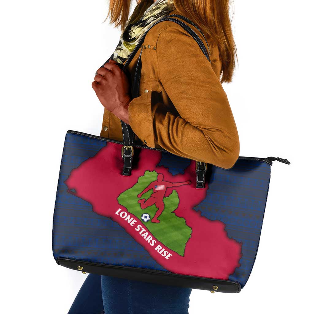 Liberia Lone Stars Rise Football Leather Tote Bag Map Graphic and National Flag - African Pride
