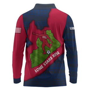 Liberia Lone Stars Rise Football Long Sleeve Polo Shirt Map Graphic and National Flag - African Pride
