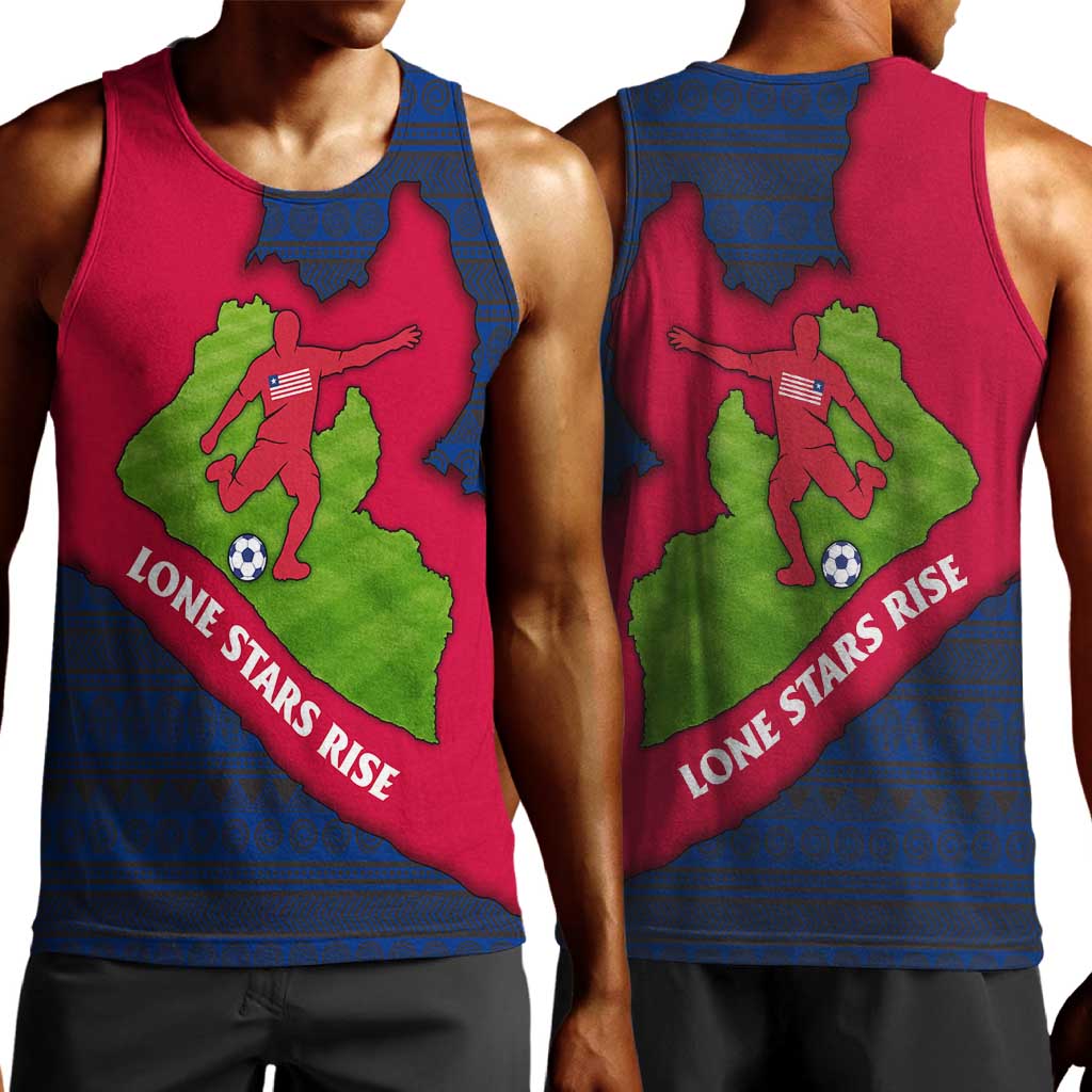 Liberia Lone Stars Rise Football Men Tank Top Map Graphic and National Flag - African Pride