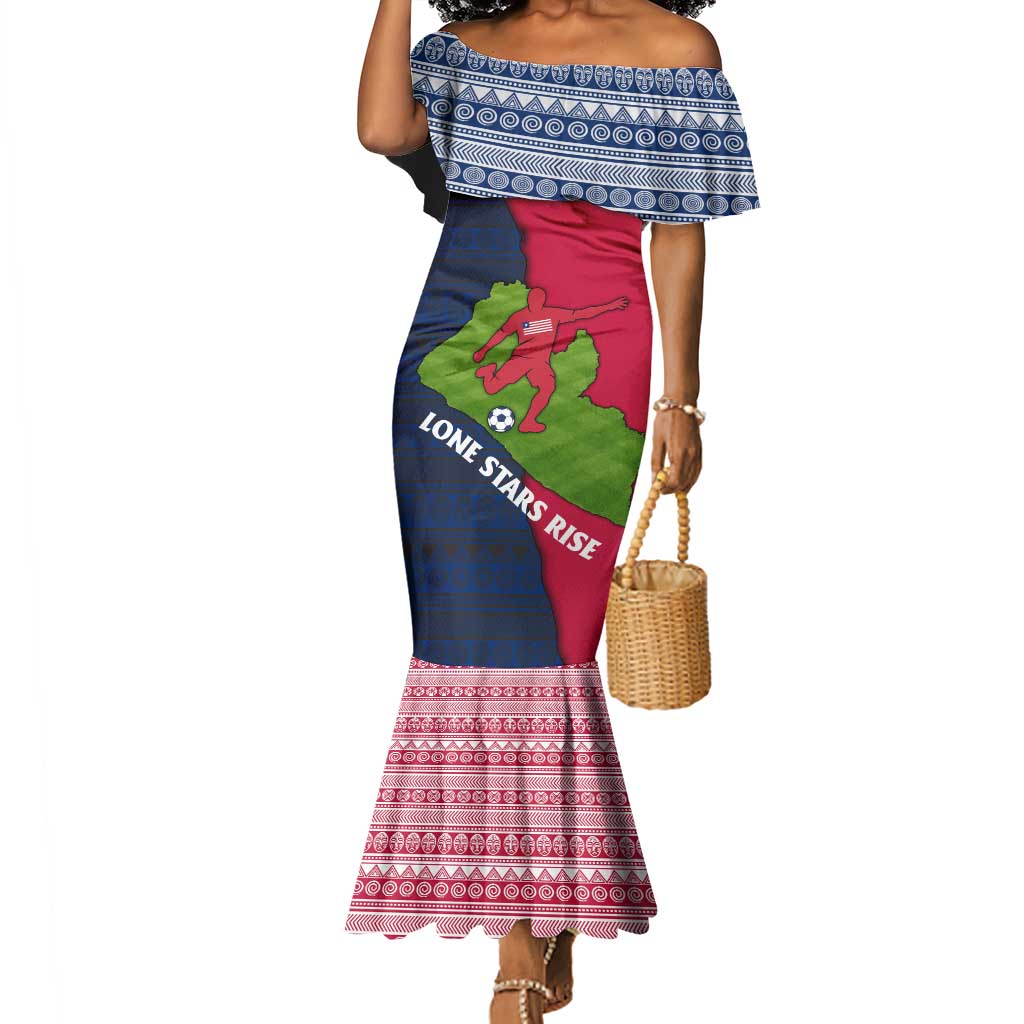 Liberia Lone Stars Rise Football Mermaid Dress Map Graphic and National Flag - African Pride