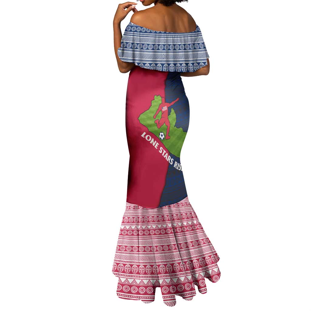 Liberia Lone Stars Rise Football Mermaid Dress Map Graphic and National Flag - African Pride