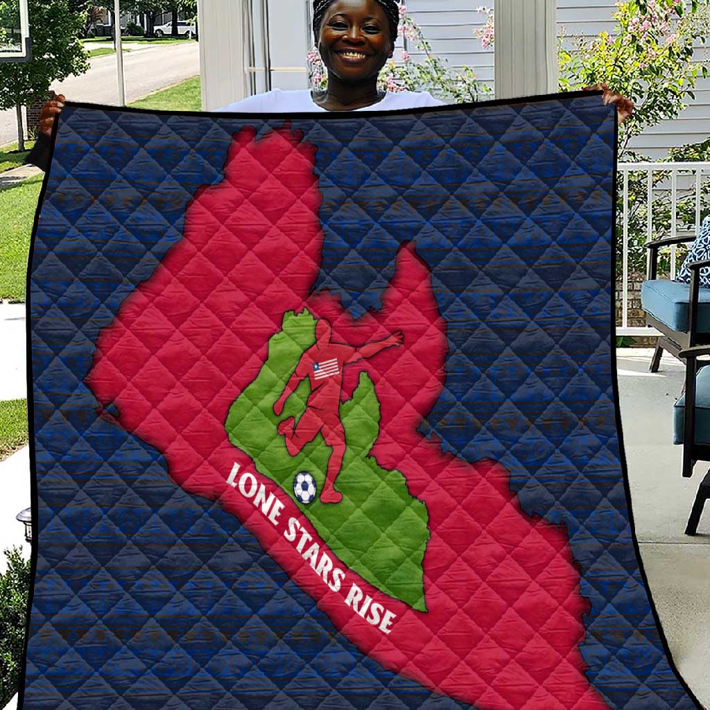 Liberia Lone Stars Rise Football Quilt Map Graphic and National Flag - African Pride