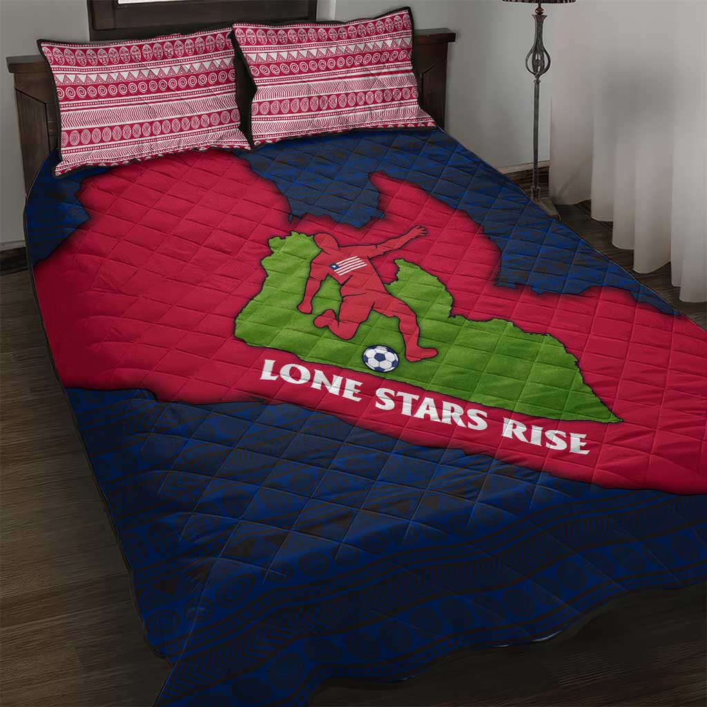 Liberia Lone Stars Rise Football Quilt Bed Set Map Graphic and National Flag - African Pride