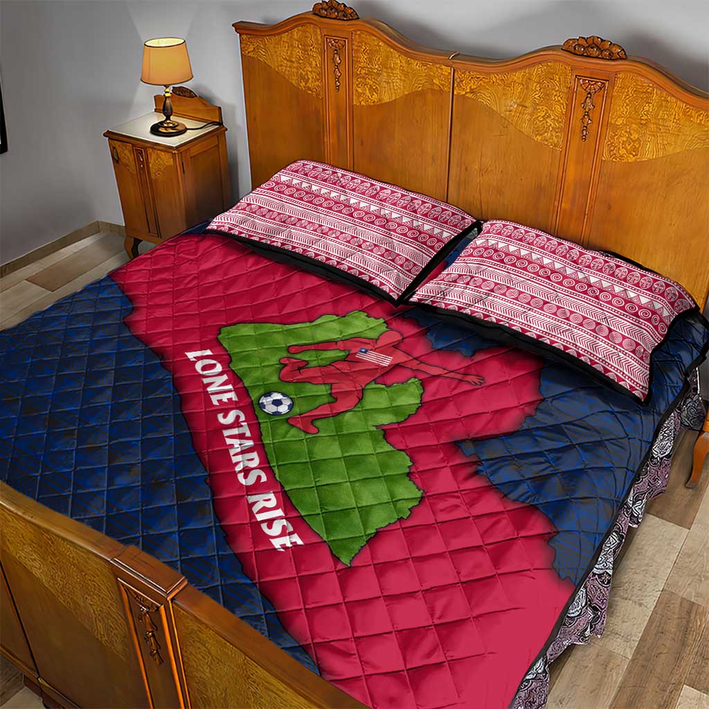 Liberia Lone Stars Rise Football Quilt Bed Set Map Graphic and National Flag - African Pride