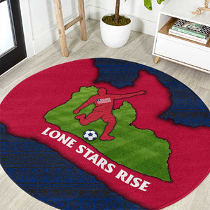 Liberia Lone Stars Rise Football Round Carpet Map Graphic and National Flag - African Pride