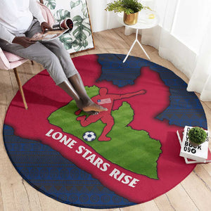 Liberia Lone Stars Rise Football Round Carpet Map Graphic and National Flag - African Pride