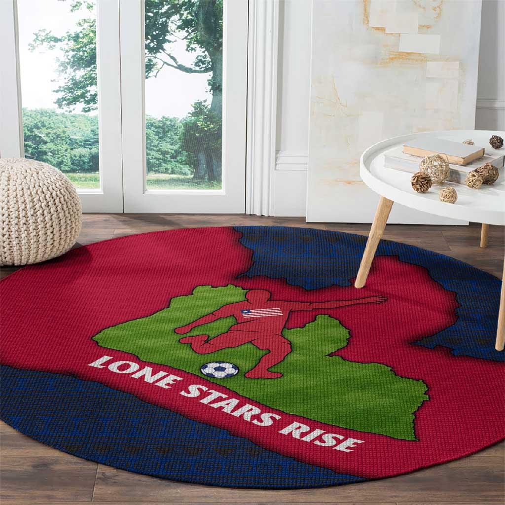 Liberia Lone Stars Rise Football Round Carpet Map Graphic and National Flag - African Pride