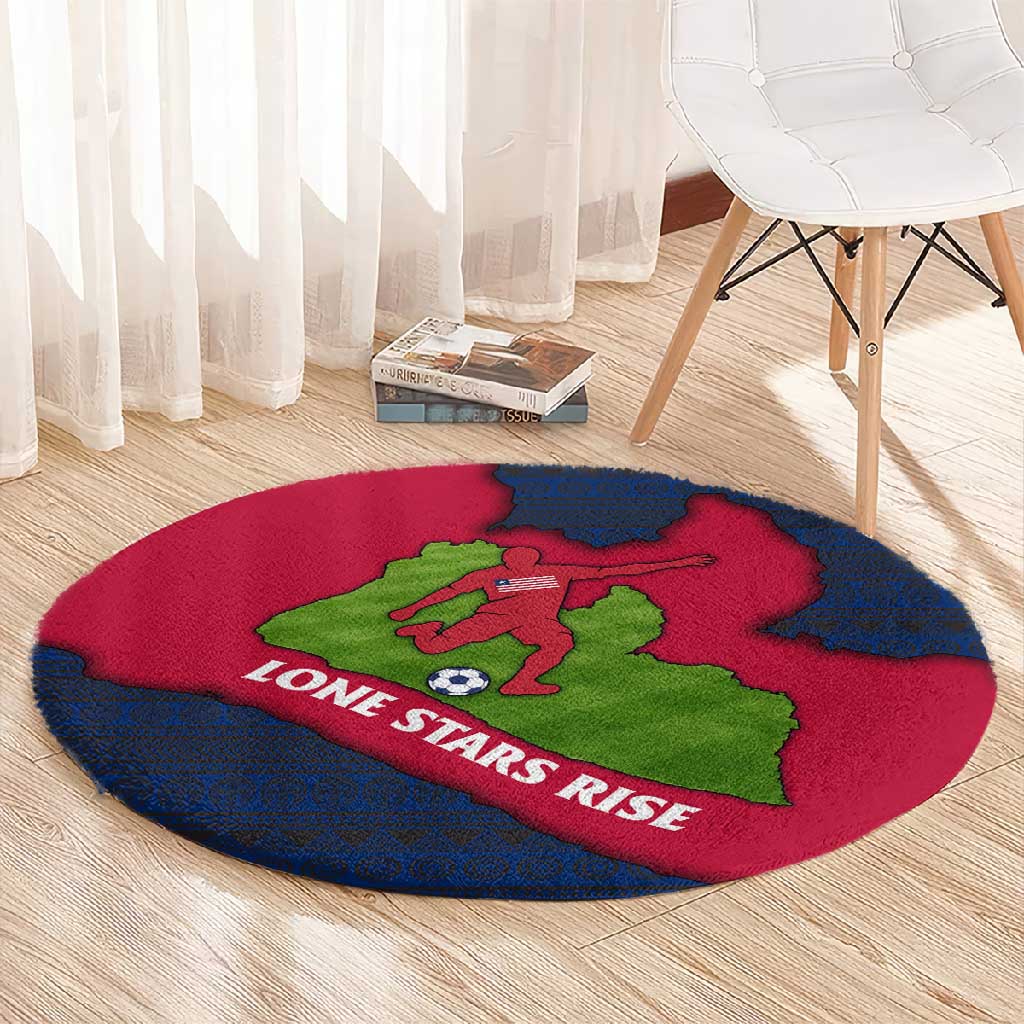 Liberia Lone Stars Rise Football Round Carpet Map Graphic and National Flag - African Pride