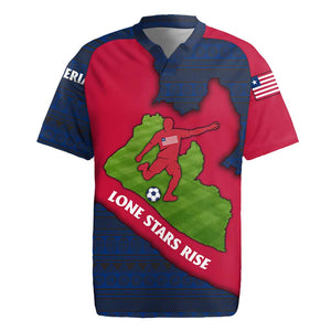 Liberia Lone Stars Rise Football Rugby Jersey Map Graphic and National Flag - African Pride