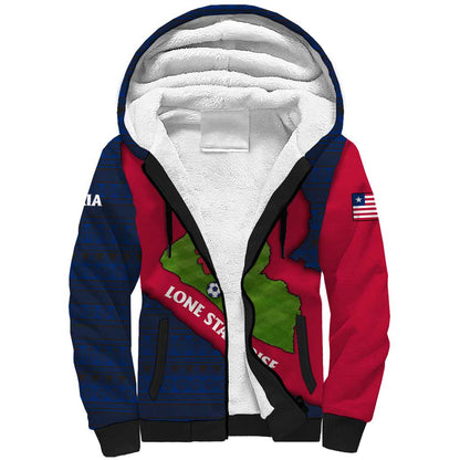 Liberia Lone Stars Rise Football Sherpa Hoodie Map Graphic and National Flag - African Pride