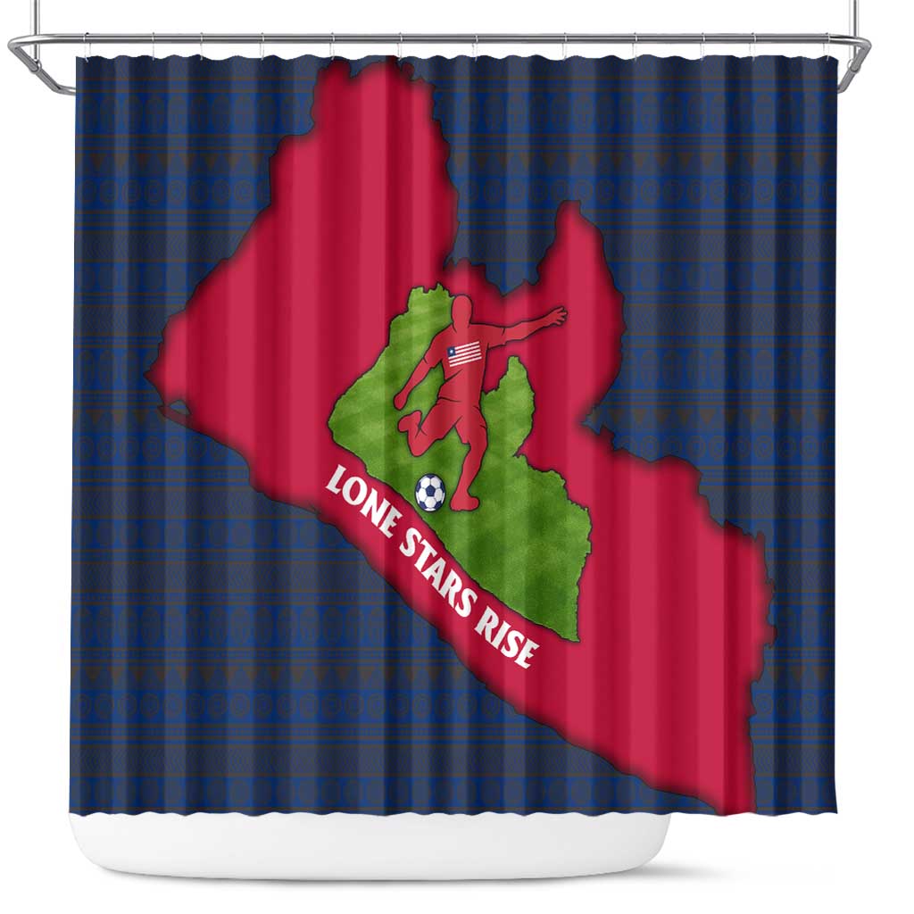 Liberia Lone Stars Rise Football Shower Curtain Map Graphic and National Flag - African Pride