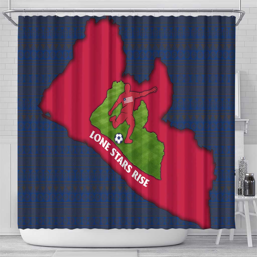 Liberia Lone Stars Rise Football Shower Curtain Map Graphic and National Flag - African Pride