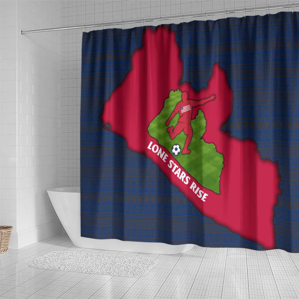 Liberia Lone Stars Rise Football Shower Curtain Map Graphic and National Flag - African Pride