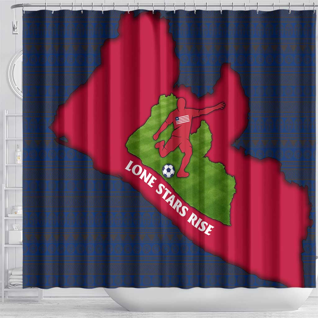 Liberia Lone Stars Rise Football Shower Curtain Map Graphic and National Flag - African Pride