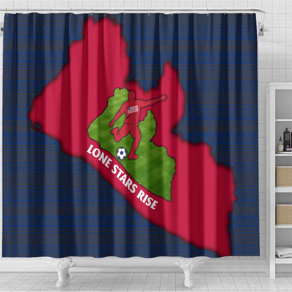 Liberia Lone Stars Rise Football Shower Curtain Map Graphic and National Flag - African Pride
