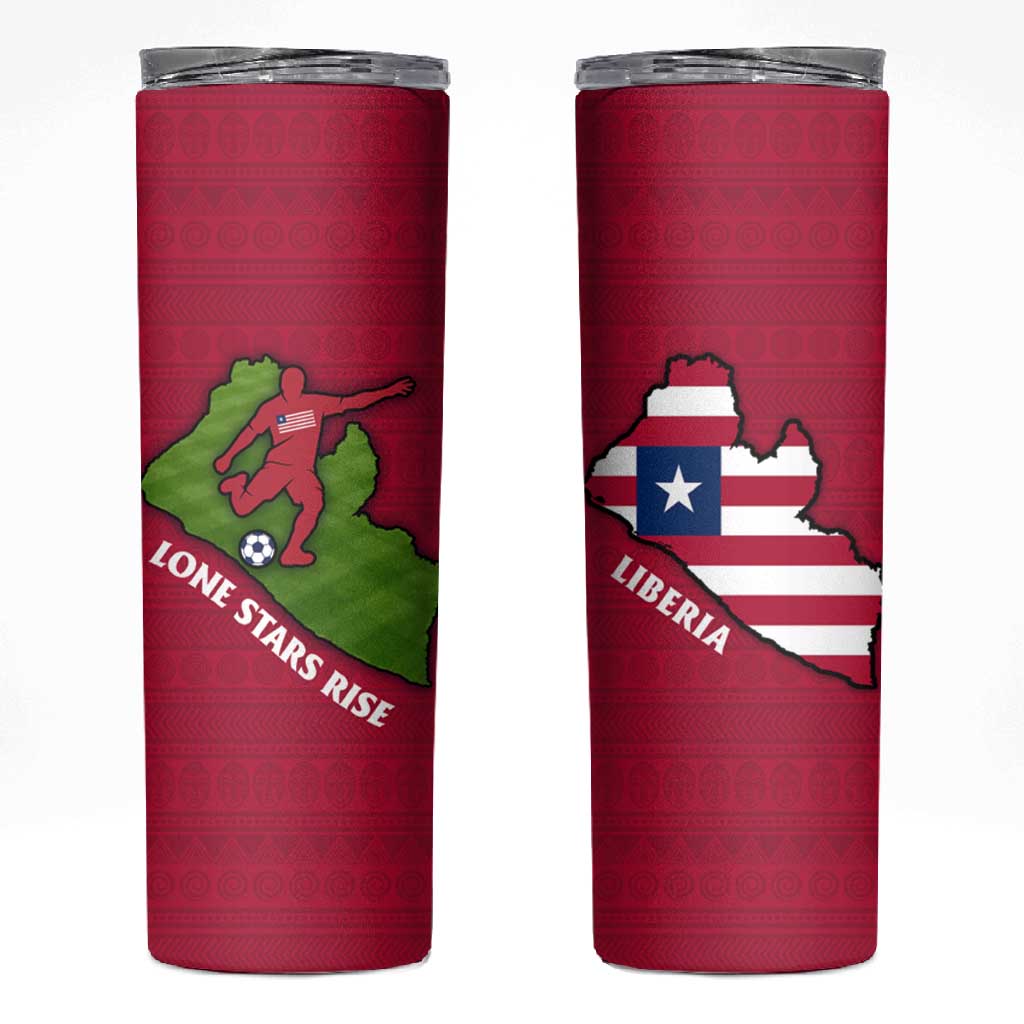 Liberia Lone Stars Rise Football Skinny Tumbler Map Graphic and National Flag - African Pride
