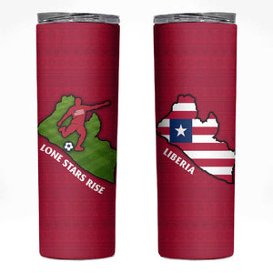 Liberia Lone Stars Rise Football Skinny Tumbler Map Graphic and National Flag - African Pride