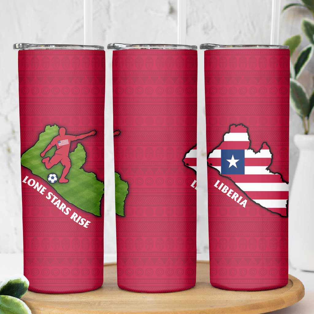 Liberia Lone Stars Rise Football Skinny Tumbler Map Graphic and National Flag - African Pride