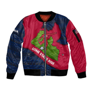 Liberia Lone Stars Rise Football Sleeve Zip Bomber Jacket Map Graphic and National Flag - African Pride