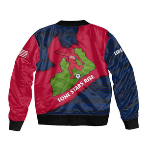 Liberia Lone Stars Rise Football Sleeve Zip Bomber Jacket Map Graphic and National Flag - African Pride