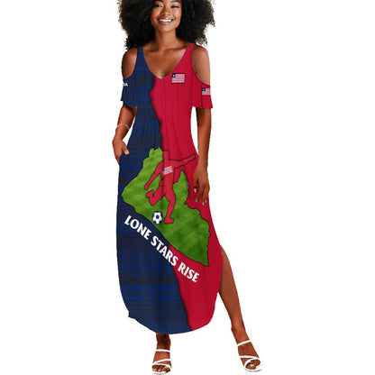 Liberia Lone Stars Rise Football Summer Maxi Dress Map Graphic and National Flag - African Pride