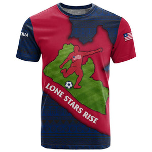 Liberia Lone Stars Rise Football T shirt Map Graphic and National Flag - African Pride