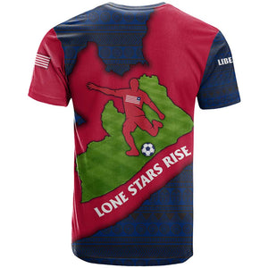 Liberia Lone Stars Rise Football T shirt Map Graphic and National Flag - African Pride