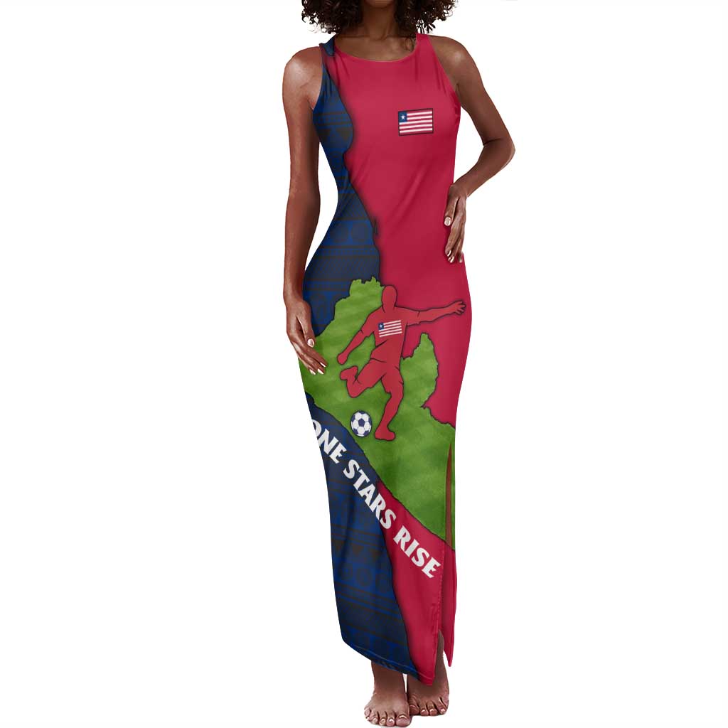 Liberia Lone Stars Rise Football Tank Maxi Dress Map Graphic and National Flag - African Pride