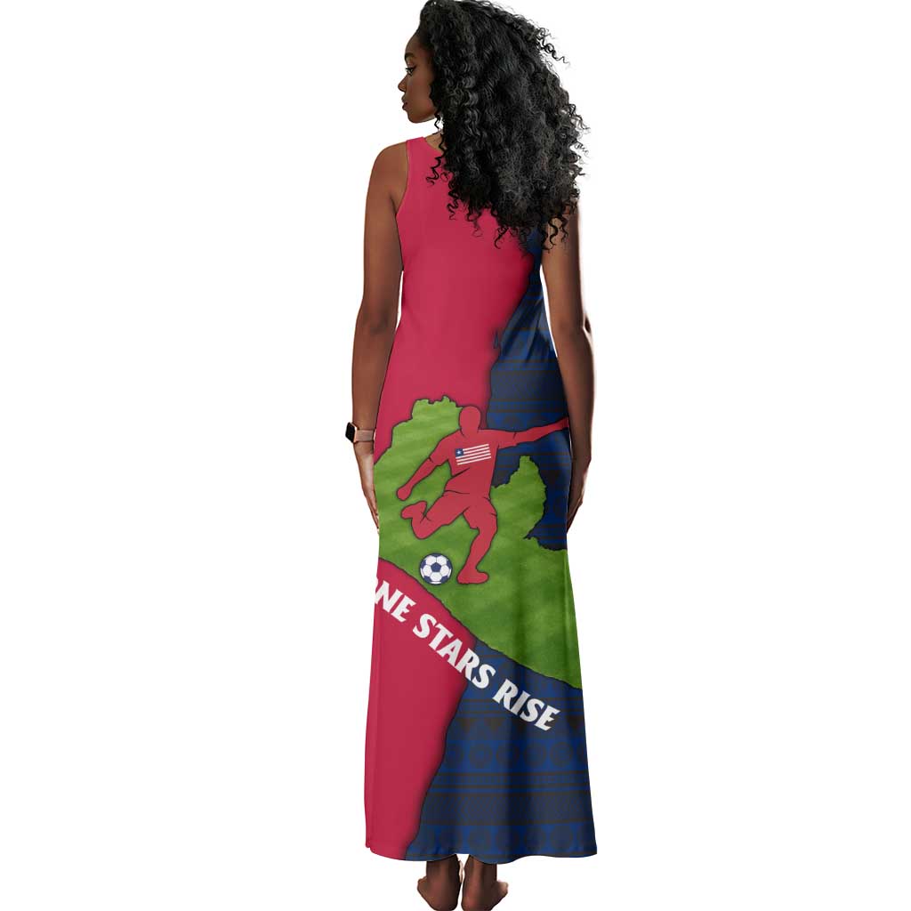 Liberia Lone Stars Rise Football Tank Maxi Dress Map Graphic and National Flag - African Pride
