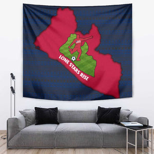 Liberia Lone Stars Rise Football Tapestry Map Graphic and National Flag - African Pride