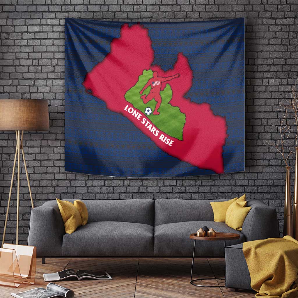 Liberia Lone Stars Rise Football Tapestry Map Graphic and National Flag - African Pride