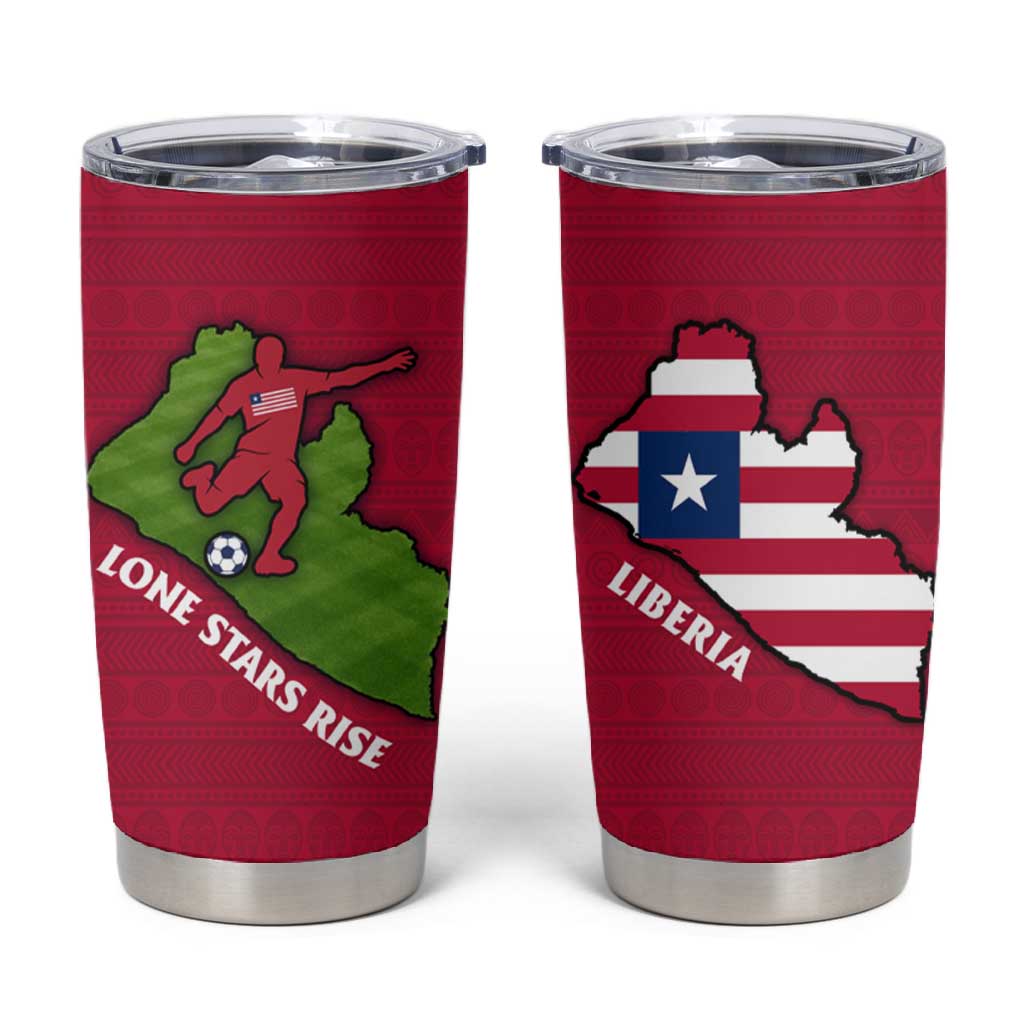 Liberia Lone Stars Rise Football Tumbler Cup Map Graphic and National Flag - African Pride
