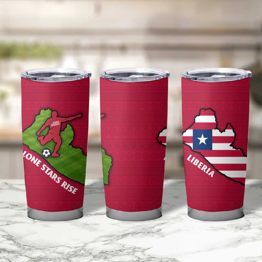 Liberia Lone Stars Rise Football Tumbler Cup Map Graphic and National Flag - African Pride
