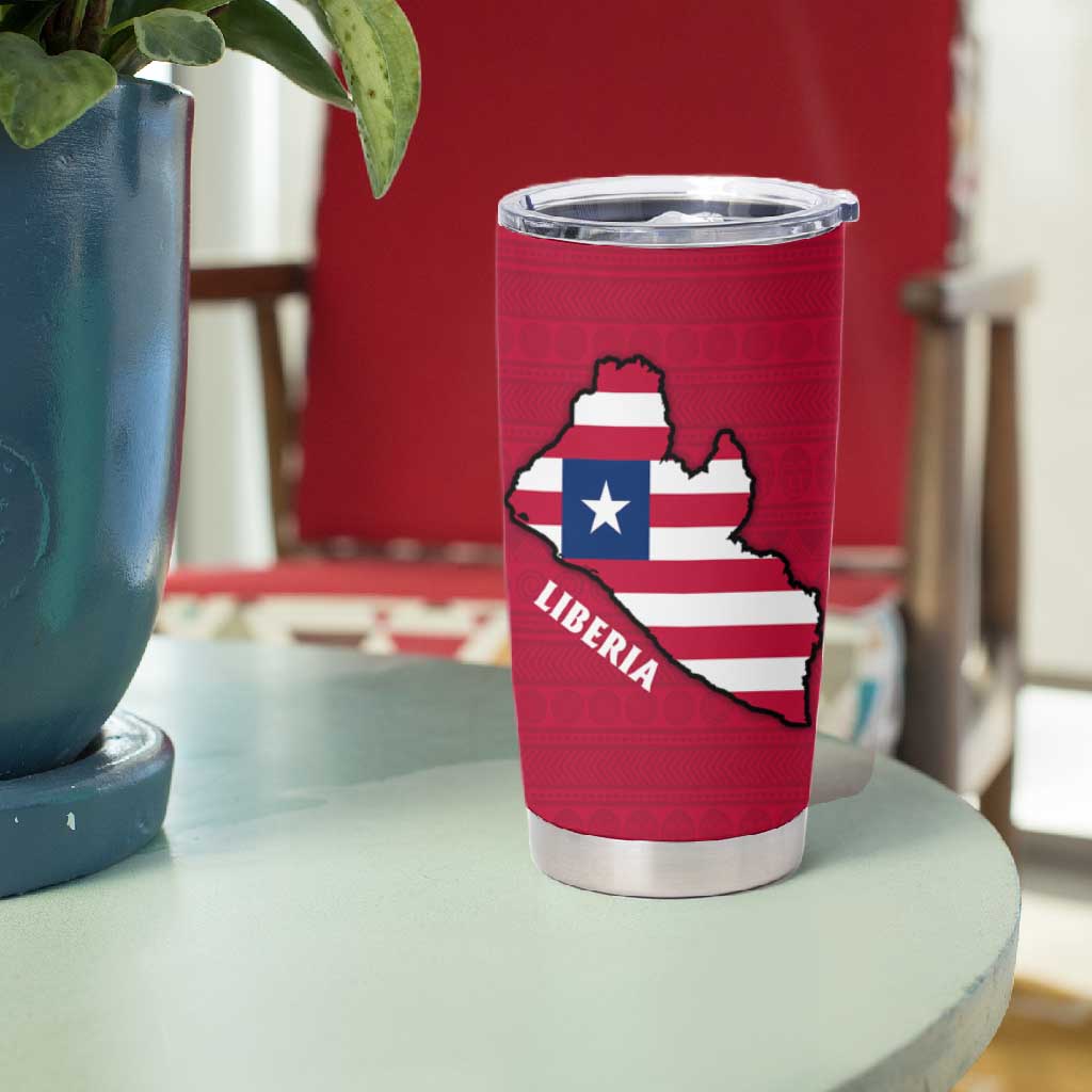 Liberia Lone Stars Rise Football Tumbler Cup Map Graphic and National Flag - African Pride