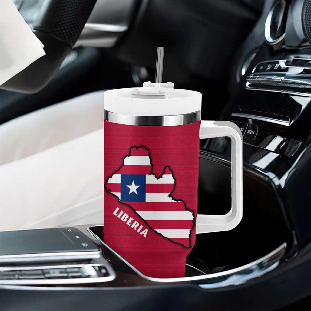 Liberia Lone Stars Rise Football Tumbler With Handle Map Graphic and National Flag - African Pride