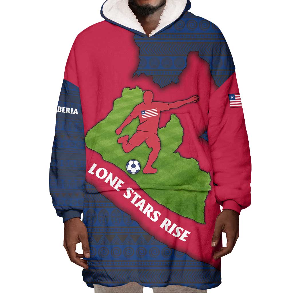 Liberia Lone Stars Rise Football Wearable Blanket Hoodie Map Graphic and National Flag - African Pride