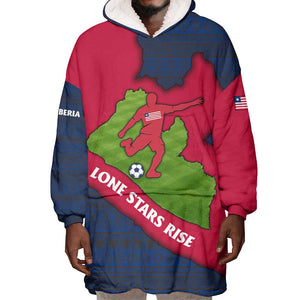 Liberia Lone Stars Rise Football Wearable Blanket Hoodie Map Graphic and National Flag - African Pride