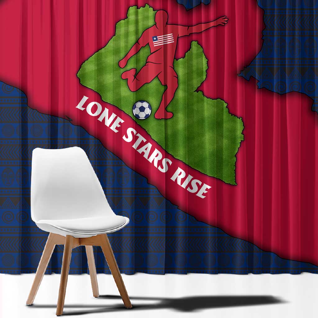 Liberia Lone Stars Rise Football Window Curtain Map Graphic and National Flag - African Pride